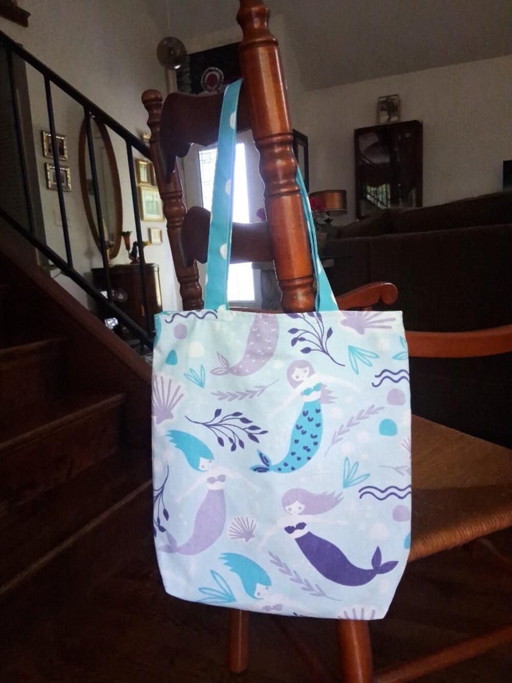 Mermaid Tote Bag with Pockets Craft Yarn Bag Girls Ladies Gift